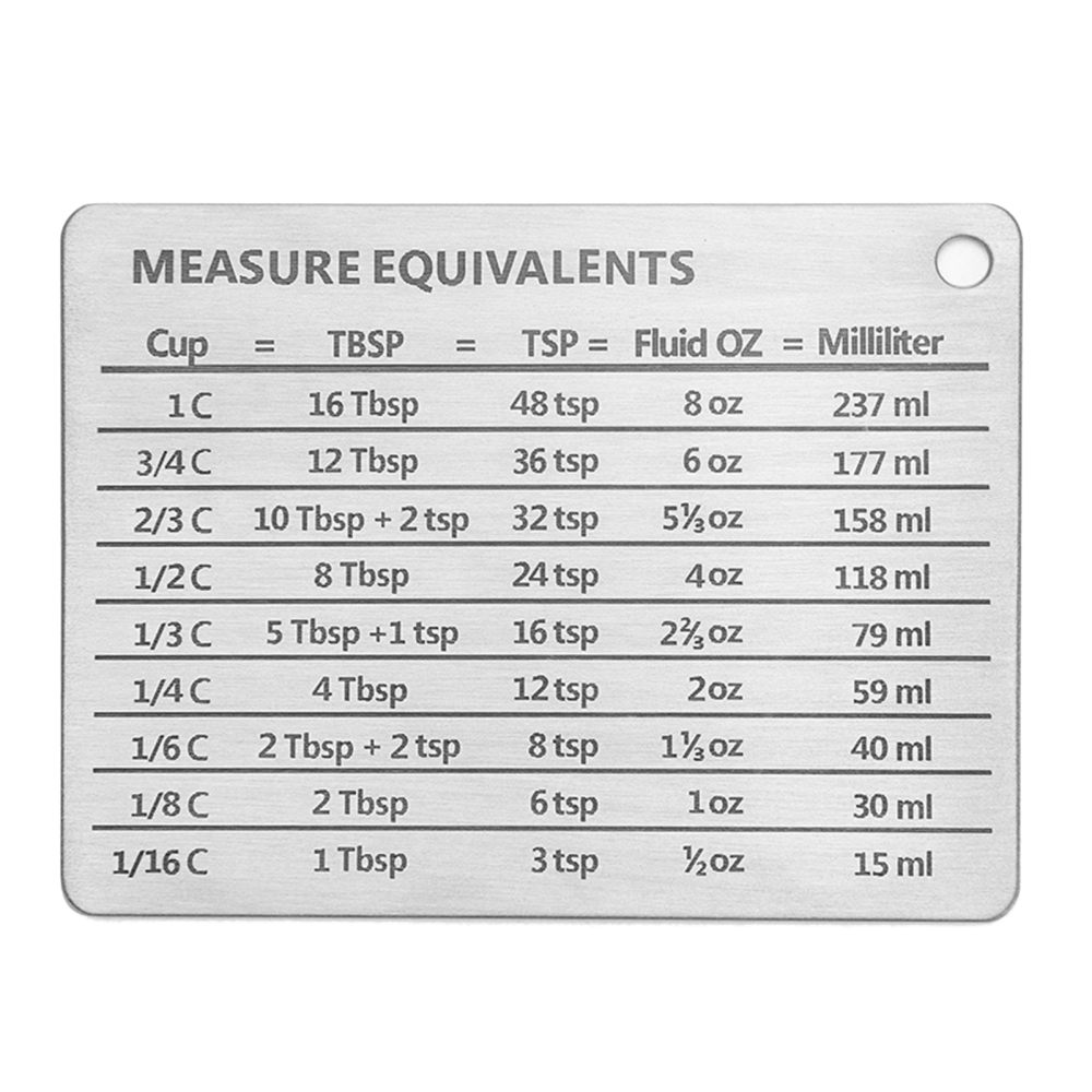 HXAZGSJA Professional Measurement Refrigerator Magnet Stainless Steel Conversion  Chart For Kitchen 